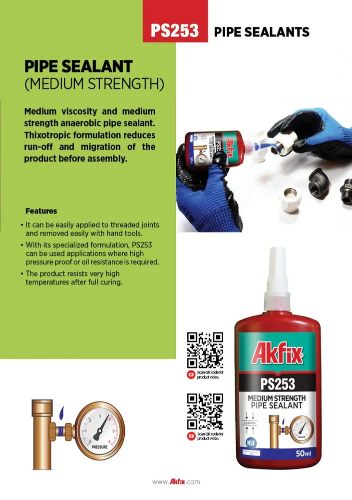 PS253 Boru Diş Sızdırmazlık Yapıştırıcısı (Orta Mukavemet)
