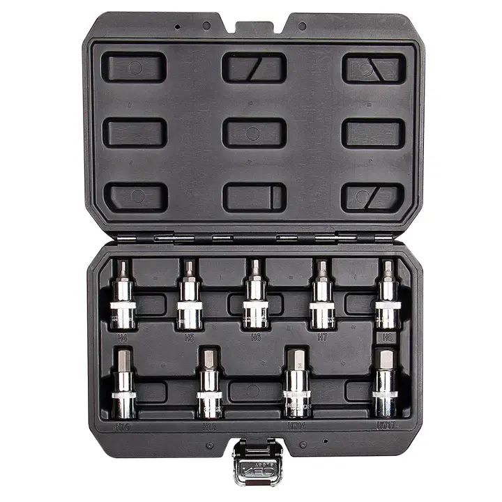 Lokma üzerinde altıgen uçlar, 55 mm, 9 parça set
