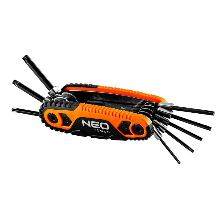 Saplı Torx anahtarlar, set 8 parça içerir, ölçüler: T9, T10, T15, T20, T25, T27, T30, T40