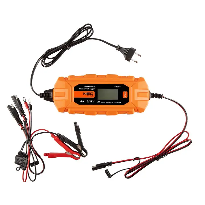 Otomatik akü şarj cihazı 4A/70W, 3-120Ah, asit / AGM / GEL aküler için
