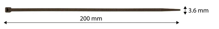 Bahçe kablo bağı 3,6 x 200 mm, 50 adet, kahverengi