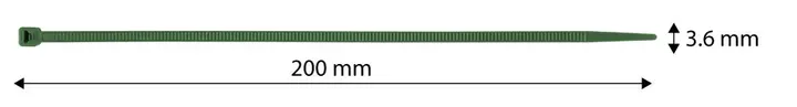 Bahçe kablo bağı 3,6 x 200 mm, 50 adet, yeşil
