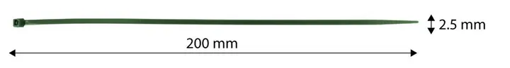 Bahçe kablo bağı 2,5 x 200 mm, 50 adet, yeşil