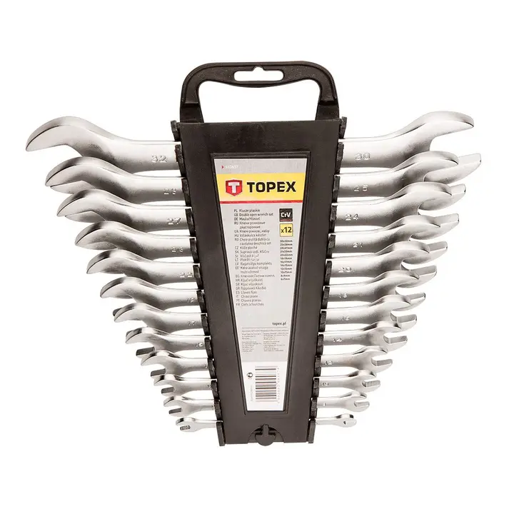Düz çift ağız anahtar 6-32 mm, 12 parça set