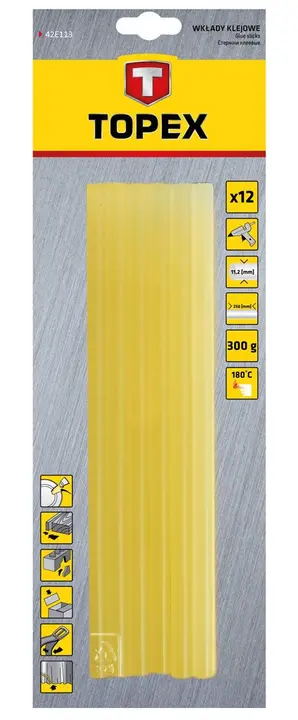 Yapıştırıcı çubukları, 11 x 250 mm, sarı, 12 adet