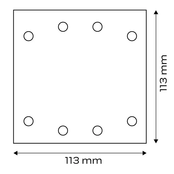 Zımpara kağıdı, cırt bantlı 113 x 113 mm, P120, 5 adet, 8 delikli