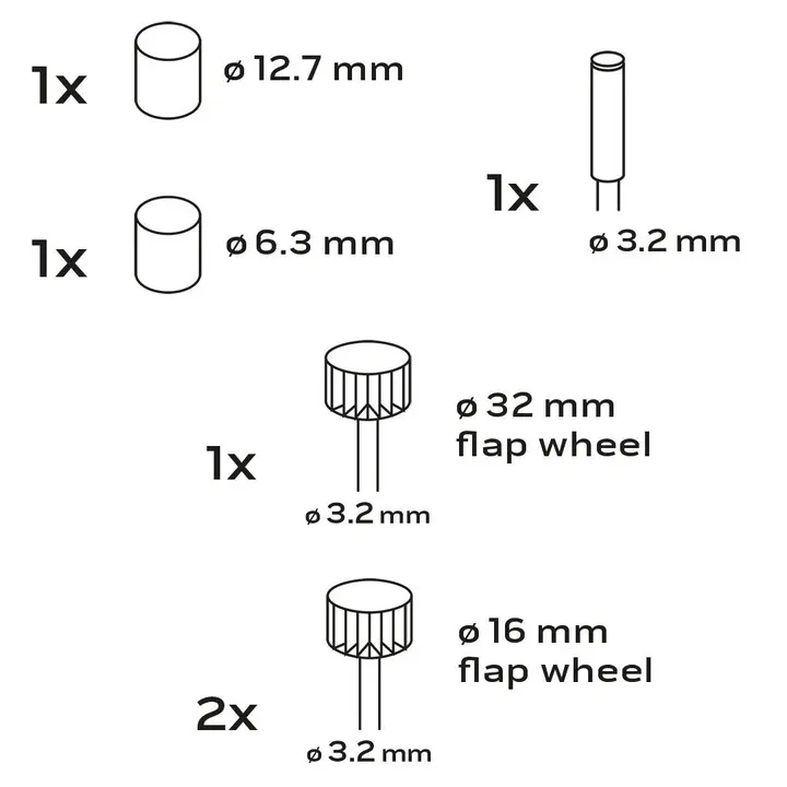 Mini zımparalama makinesi aksesuarları, zımpara bantları, flap diskler, 24 parça set