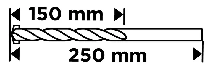 Beton matkap ucu 12 x 250 mm, taşlanmış