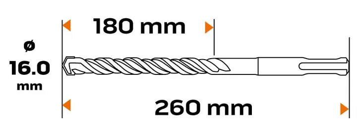 SDS Plus beton matkap ucu, 16 x 260 mm, S4, quatro