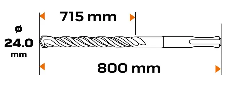 SDS Plus beton matkap ucu, 24 x 800 mm, S4, quatro