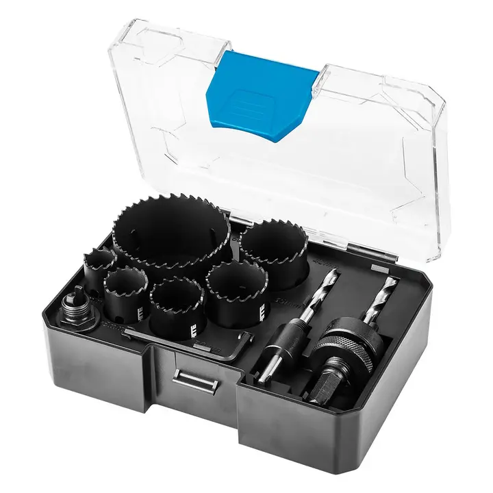 Co8% Bi-metal delik açma testeresi (19, 25, 30, 35, 40, 68 mm), 9 parça set