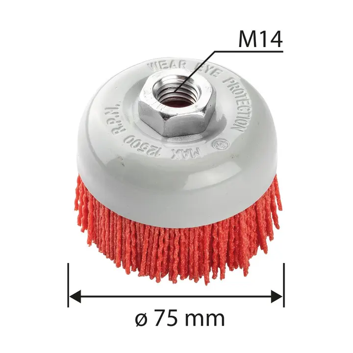 75 mm naylon çanak fırça, M14