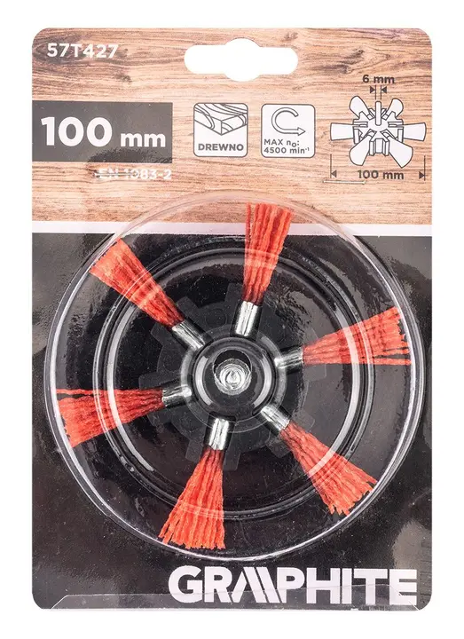 Naylon çark fırça, 100 mm, 6 mm saplı