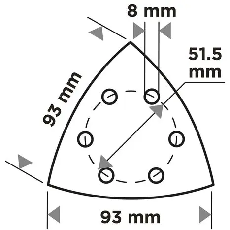 Zımpara kağıdı, cırt bantlı, iron 93 x 93 mm, P220, 5 adet, 6 delikli