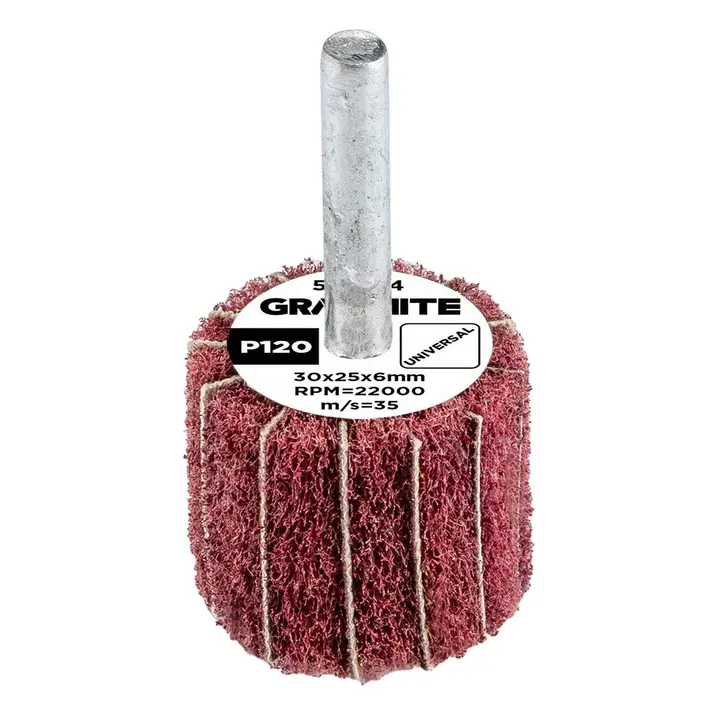 Saplı flap disk, zımpara elyaflı, 30 x 25 x 6 mm, P