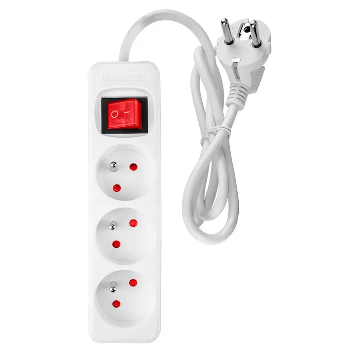 Şerit uzatma kablosu 1,5 m, 3 x 1,5 mm2, 3G, beyaz, ON/OFF