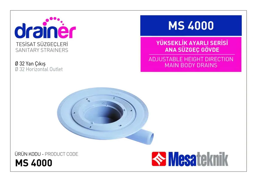 MS 4000 Yükseklik Ayarlı Ana Süzgeç Gövdesi