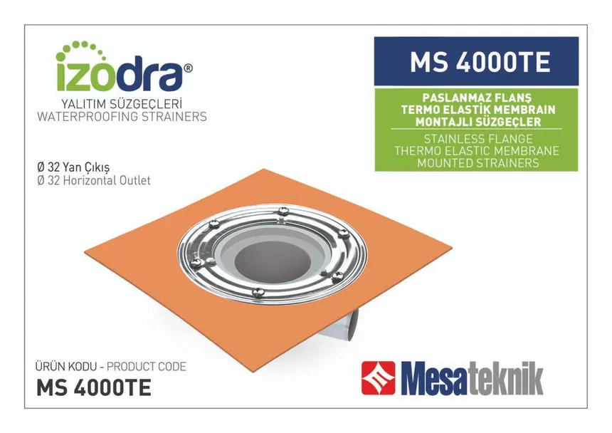 MS 4000TE Termo Elastik Örtü Paslanmaz Flanş Montajlı Süzgeçler