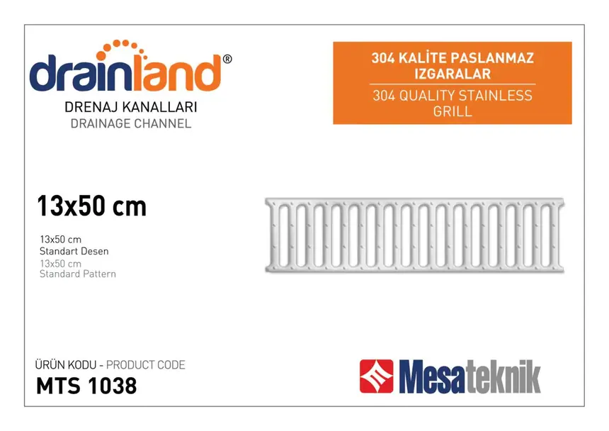 13 cm Genişlik 50 cm Uzunluk Paslanmaz ve Galvaniz Izgaralar