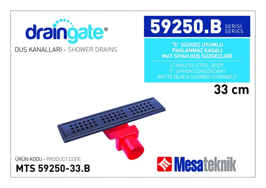MTS 59250B S Sifon Uyumlu Paslanmaz Kasalı Seri Mat Siyah Kaplama