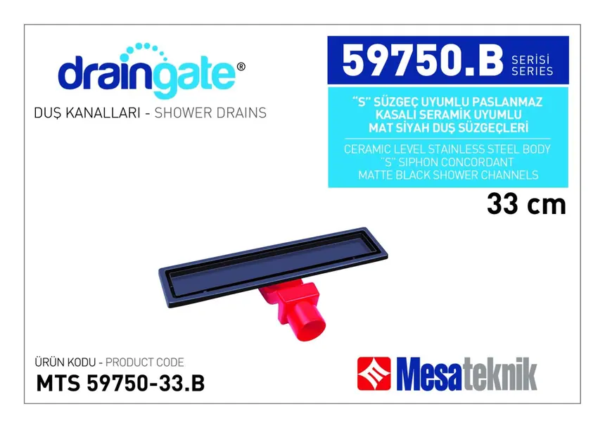 MTS 59750B S Sifon Uyumlu Seramik Montajlı Seri Mat Siyah Kaplama